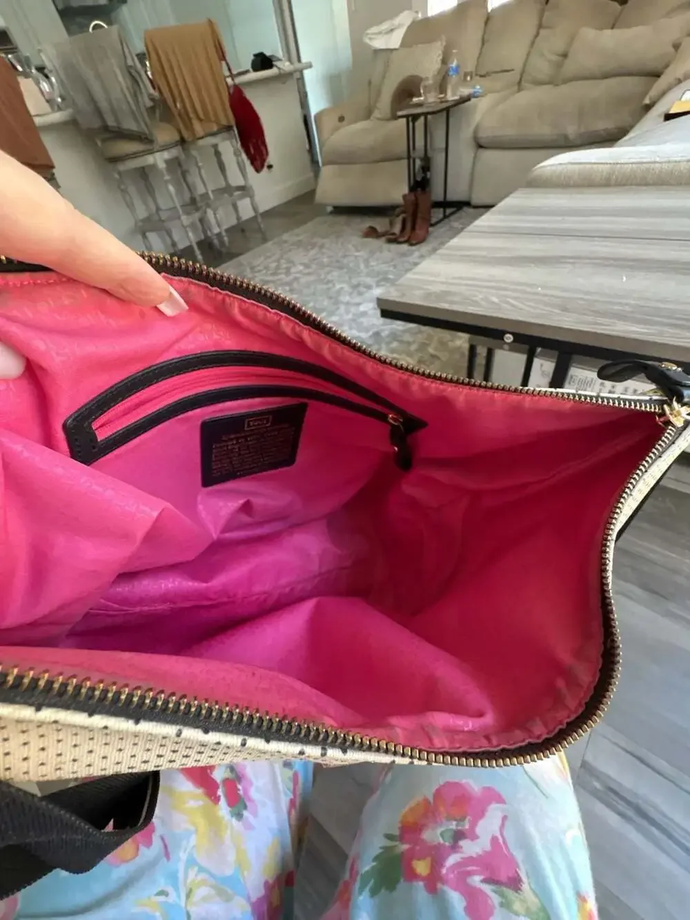TOUS Perforated Hobo Shoulder Bag with Pink Lining